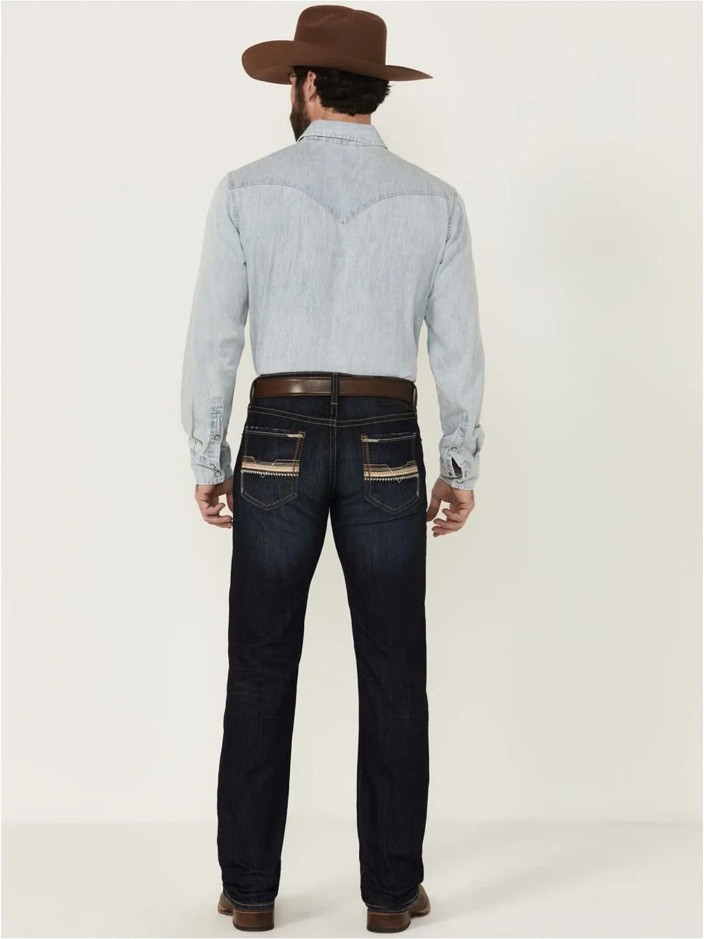 ROCK & ROLL DENIM MEN'S REVOLVER DARK WASH SLIM STRAIGHT STRETCH DENIM JEANS